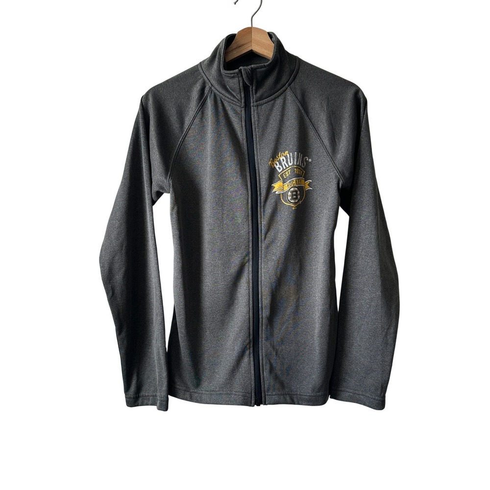 NHL Boston Bruins Full Zip Track Jacket Gray Fleece Lined Small 4/6 H0LOA95TAR